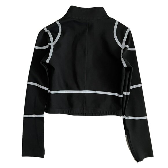 Diafora Womens Medusa Reflective Strip 1/2 Zip Crop Long Sleeve Top Black Medium - Picture 2 of 13